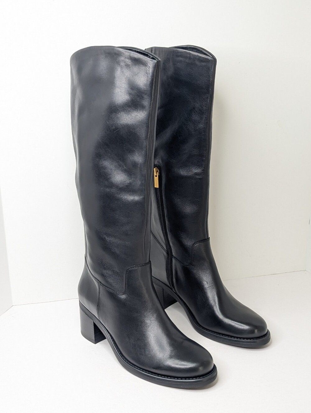 Vince Camuto Amree Knee-High Boots Black Leather Womens 9